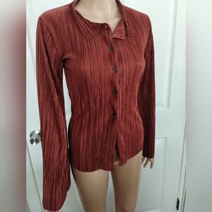 Storets Crinkled Rust Button-Up Top S/M